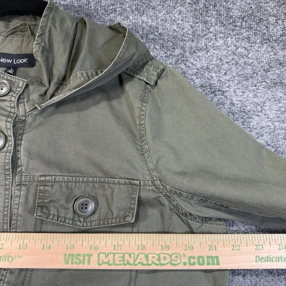 New Look Utility Field Jacket Womens Large Green‎ Hooded Cotton Military Coat